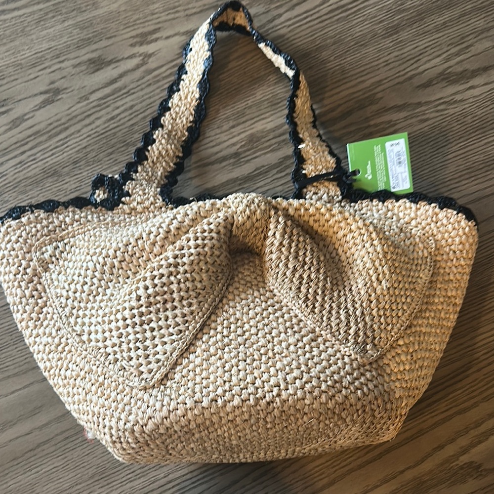 Kate Spade/ Target Stylish Tan Woven Tote Bag